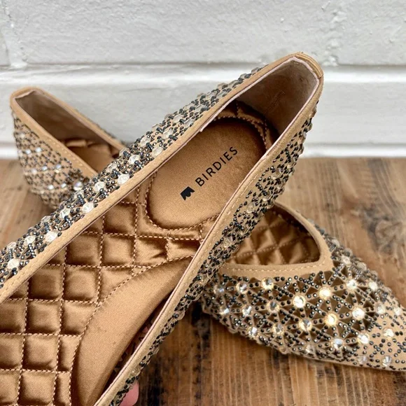 BIRDIES Goldfinch Pointed Toe Flat in Quartz Crystal Suede, SZ 8 BRAND NEW! - Picture 4 of 10